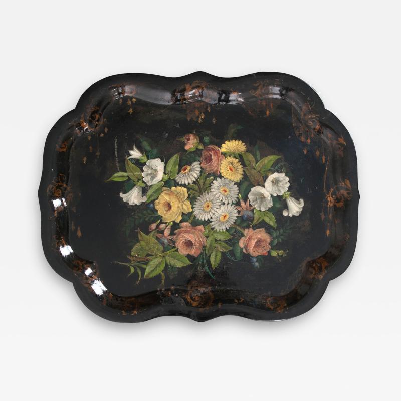 English 19th Century Papi r M ch Gilt and Painted Tray