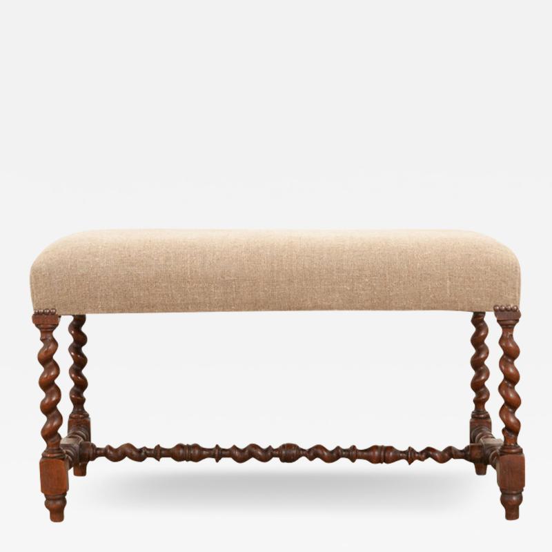 English 19th Century Walnut Barley Twist Bench