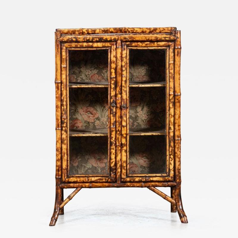 English 19thC Bamboo Lacquered Glazed Cabinet