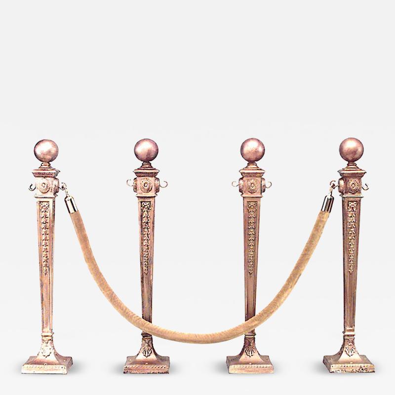 English Adam Gilt Iron Stanchions