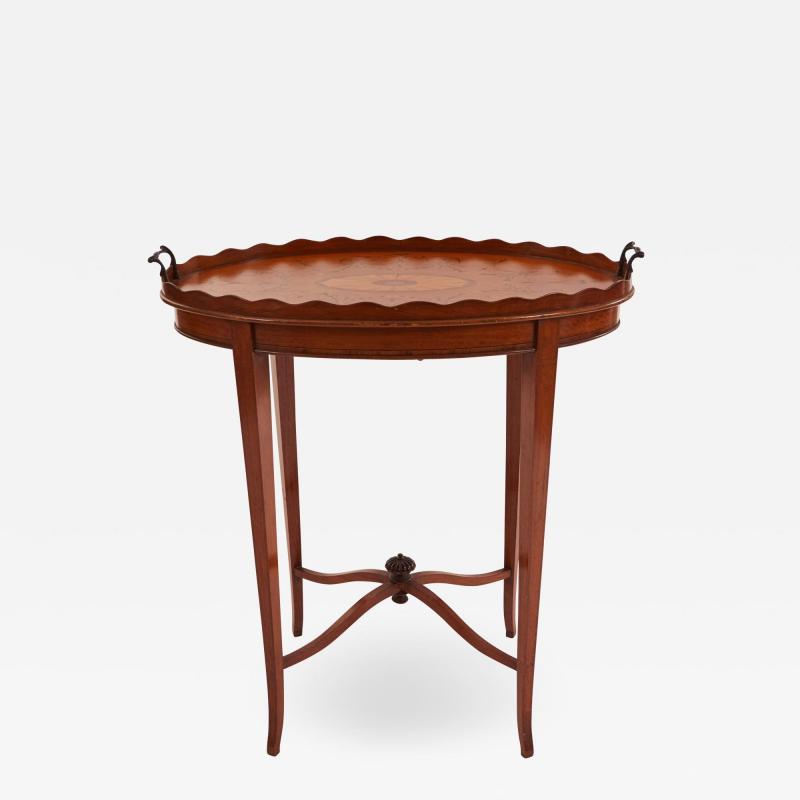 English Adam Satinwood Medallion End Table