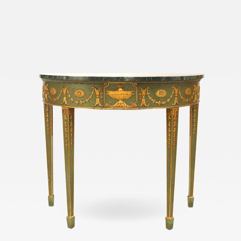 English Adam Style Gilt and Marbled Console Table