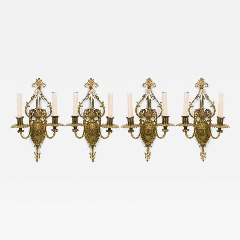 English Adam Style Two Arm Brass Wall Sconce