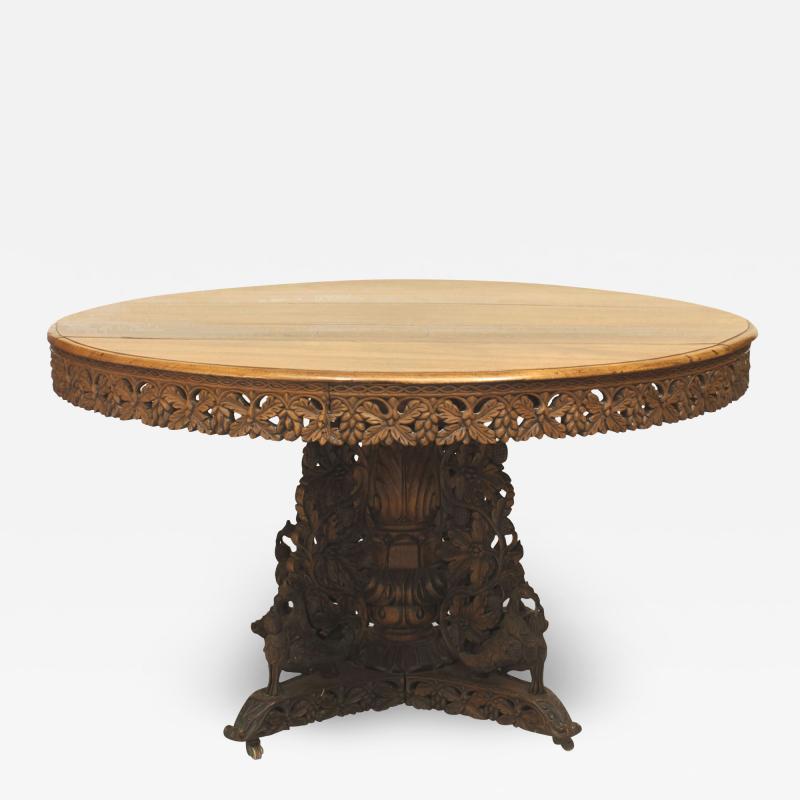 English Anglo Indian Teak and Padauk Center Table