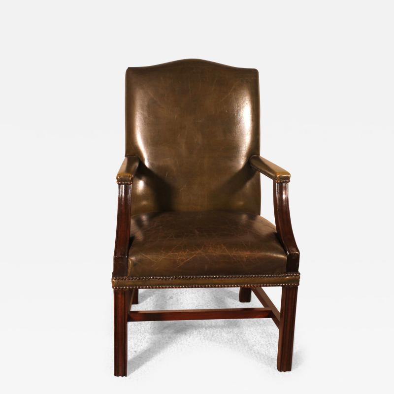 English Armchair In Dark Green Leather