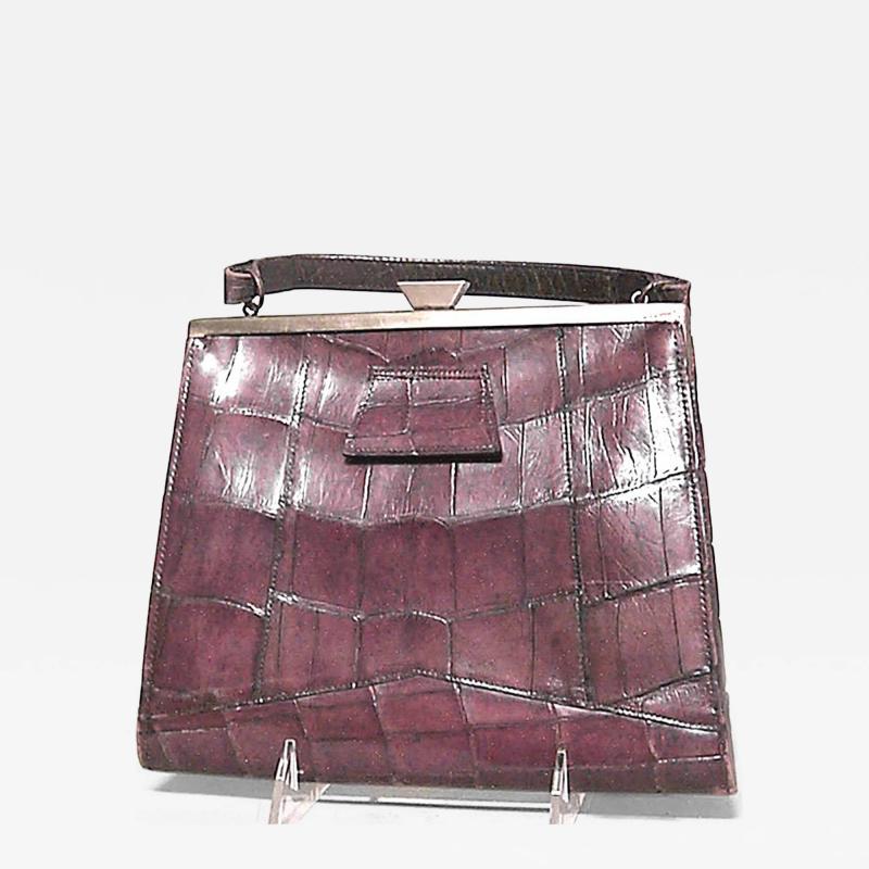 English Art Deco Crocodile Handbag