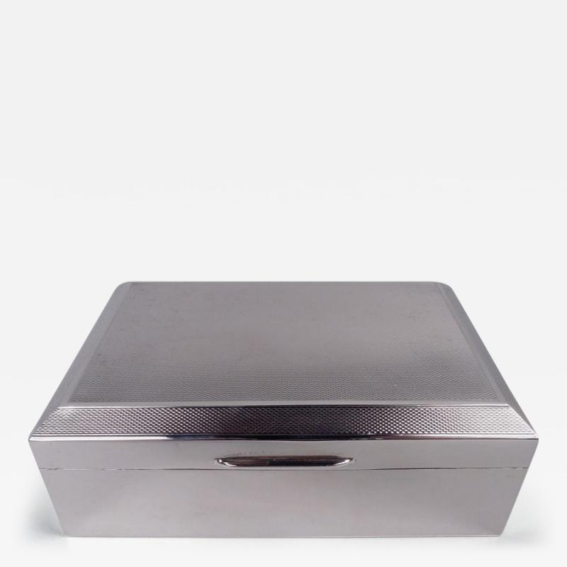 English Art Deco Sterling Silver Box 1957
