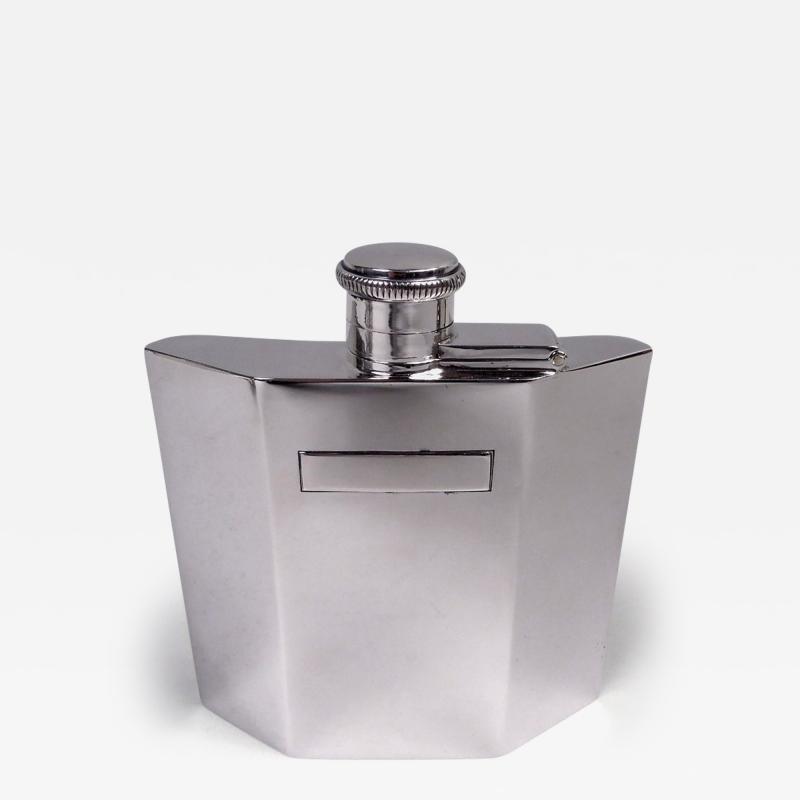 English Art Deco Sterling Silver Flask 1947