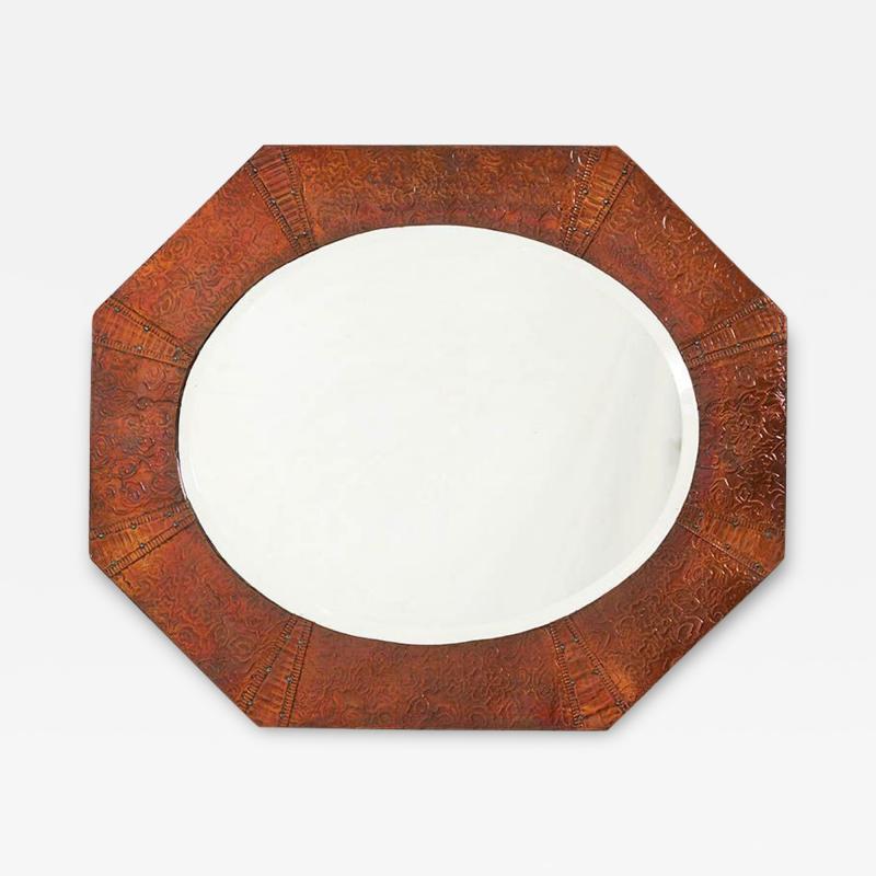 English Arts and Crafts Octagonal Copper Mirror