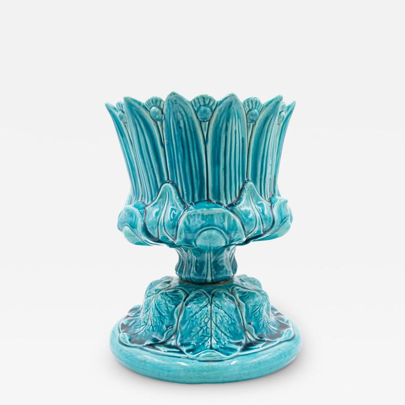 English Arts and Crafts Turquoise Porcelain Centerpiece