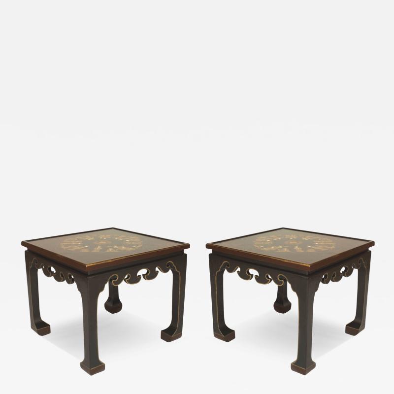 English Black Lacquered Chinoiserie End Table