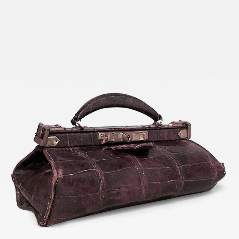 English Brown Crocodile Handbag