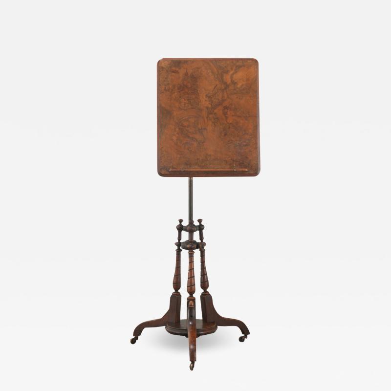 English Burl Walnut Sheet Music Stand