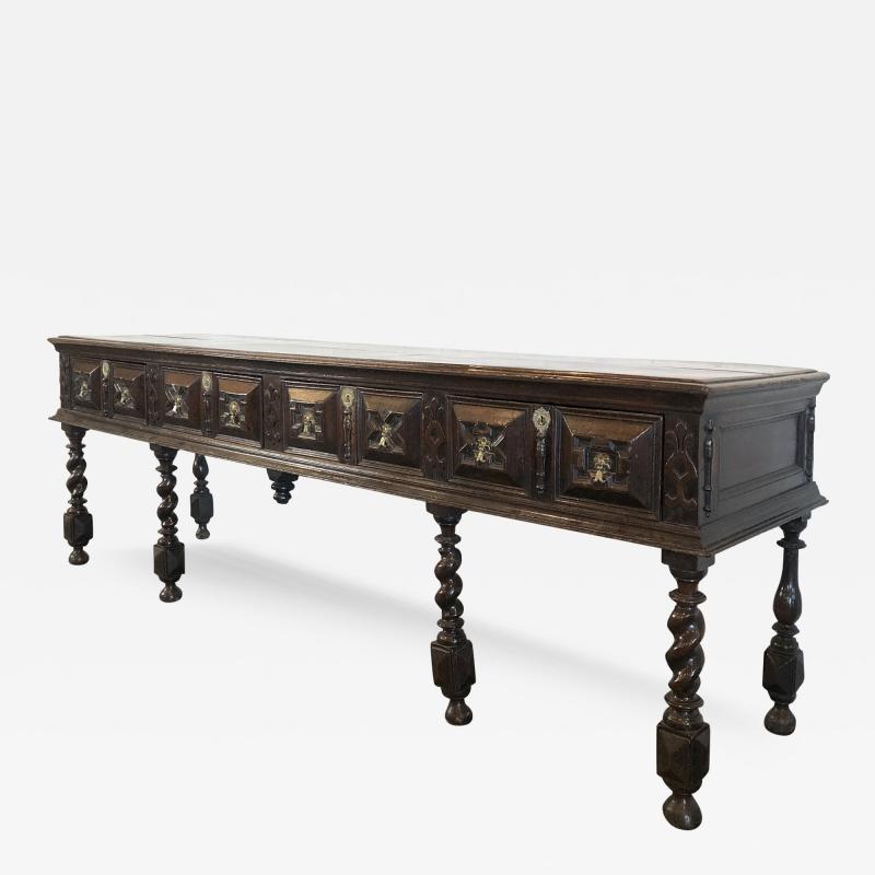 English Charles II Oak Long low Dresser Sideboard ca 1670