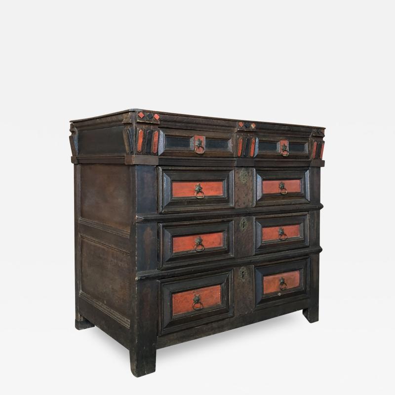 English Charles II Oak and partly stained 17th Century Commode
