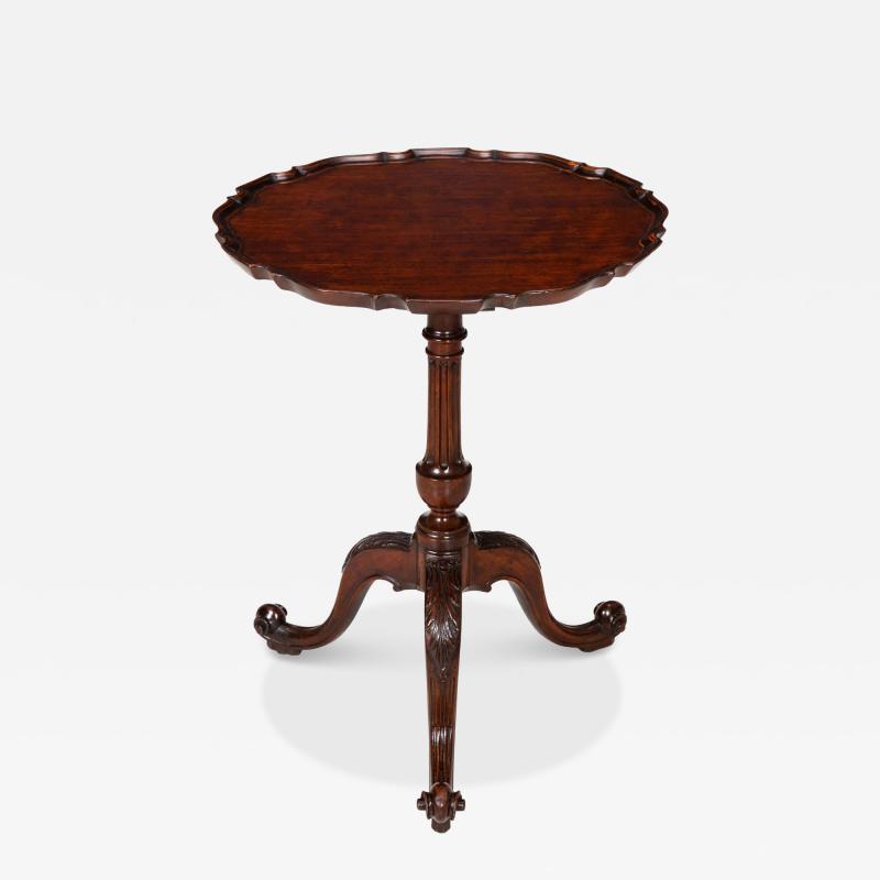 English Chippendale Antique Carved Mahogany Pie Crust Table ca 1760