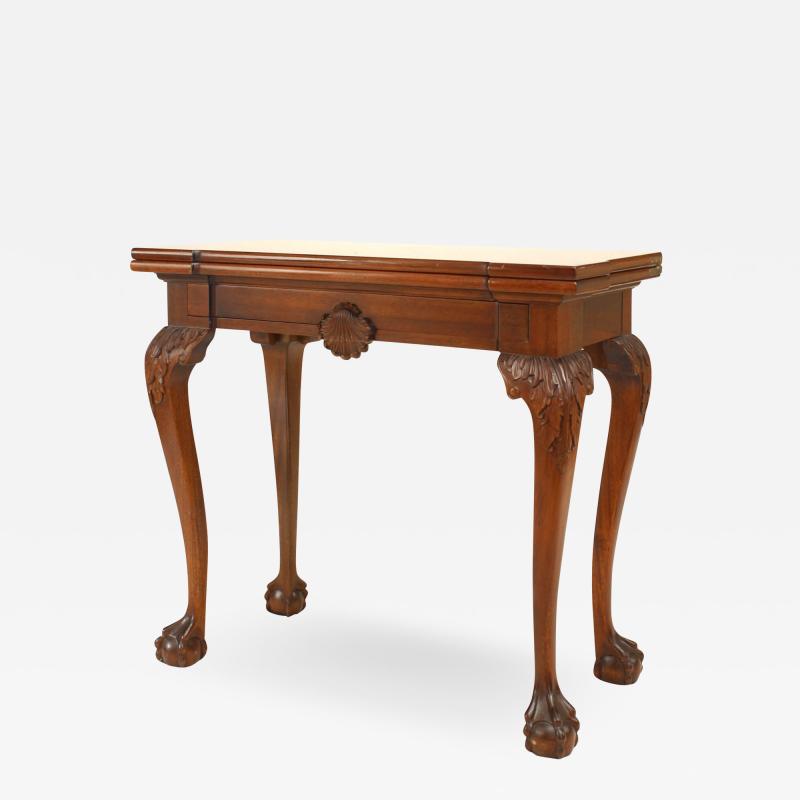English Chippendale Mahogany Flip Top Console Table