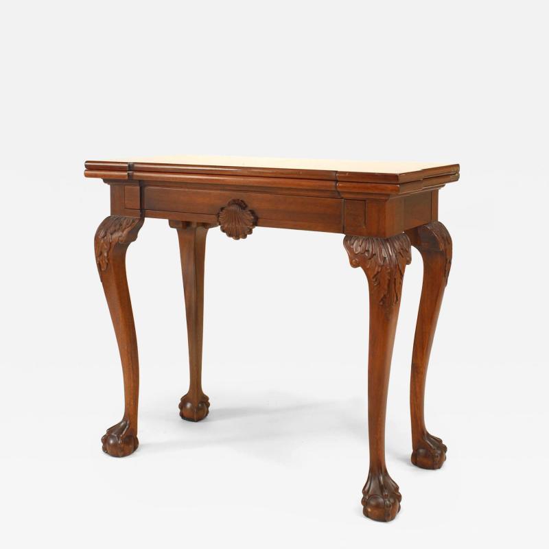 English Chippendale Mahogany Flip Top Console Table