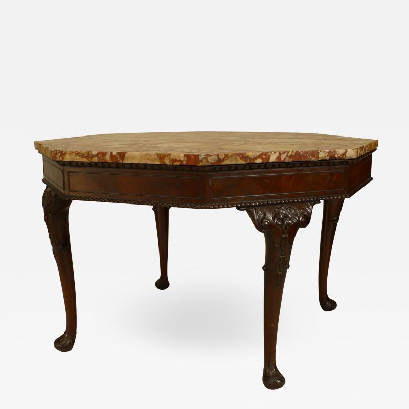 English Chippendale Mahogany Marble Center Table