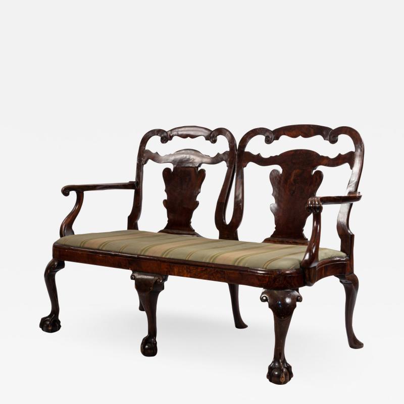 English Chippendale Mahogany Velvet Loveseat