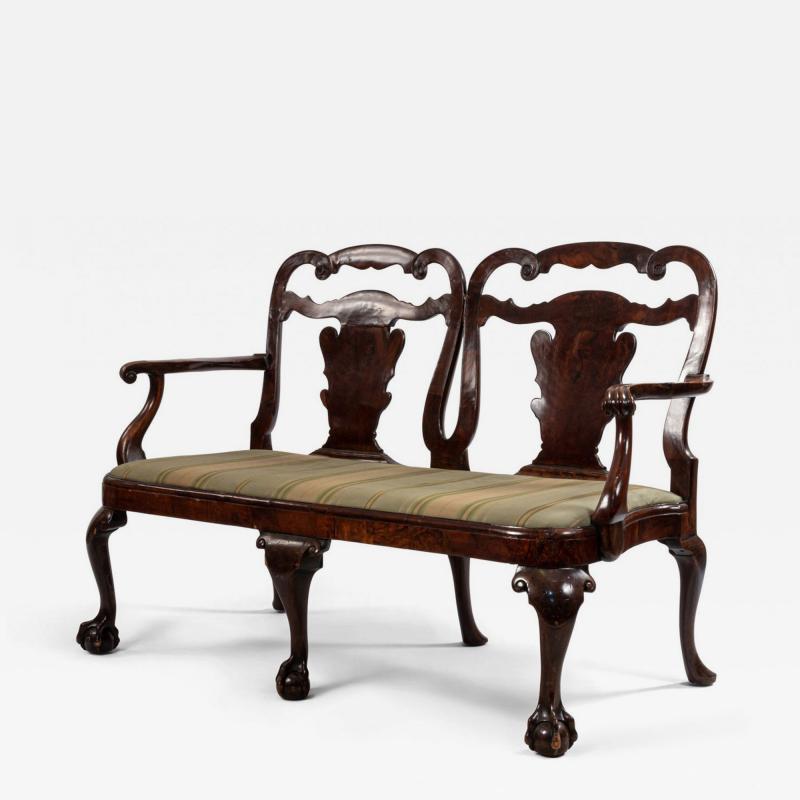 English Chippendale Mahogany Velvet Loveseat