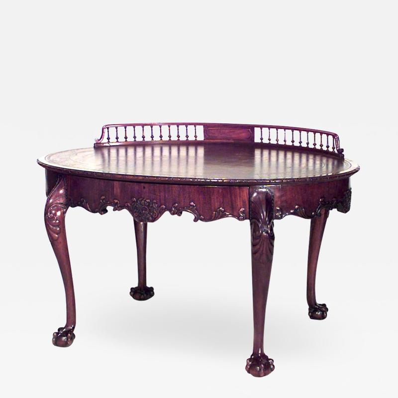 English Chippendale Oval Mahogany Desk