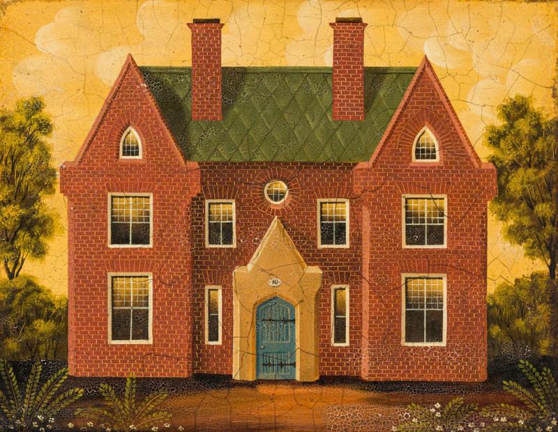 English Country Brick House Acrylic Painting D