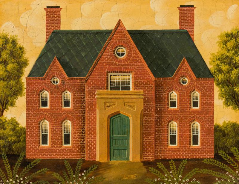English Country Brick House Acrylic Painting F