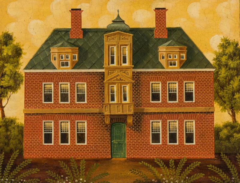 English Country Brick House Acrylic Painting H