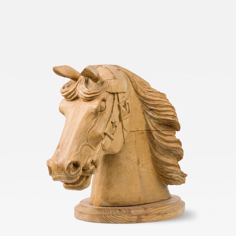 English Country Style Carved Pine Horse Head