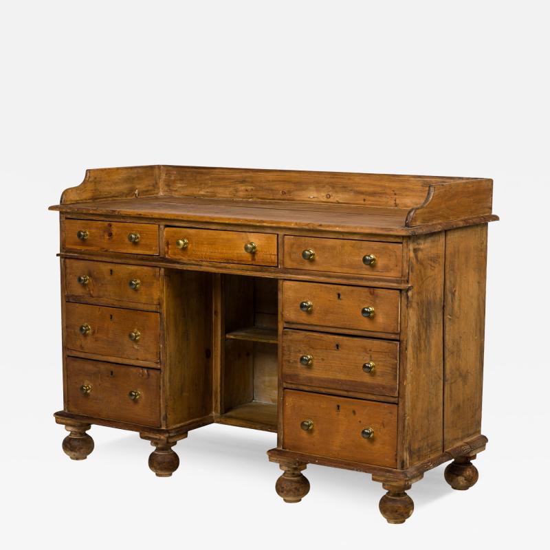 English Country Style Pine Wood Kneehole Desk