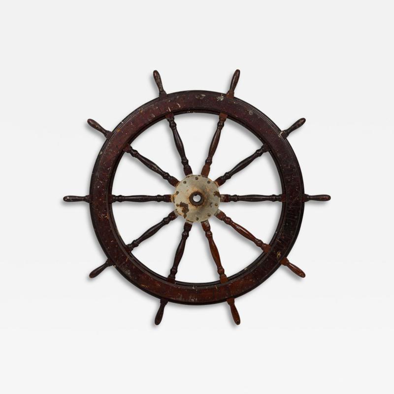 English Country Wooden Ship Wheel
