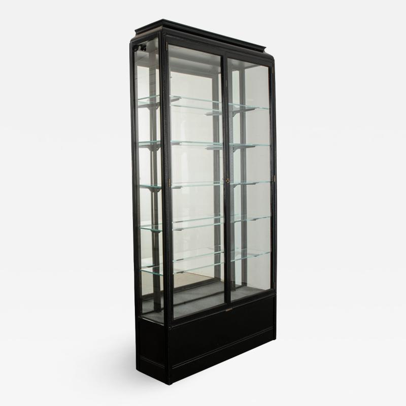 English Early 20th Century Ebonized Art Deco Vitrine