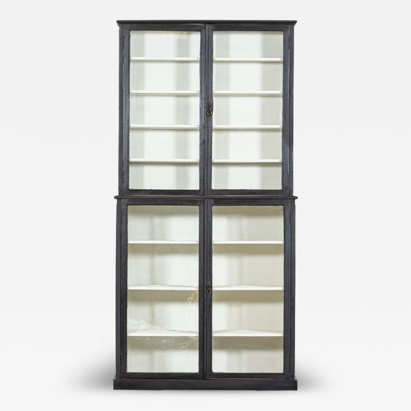 English Ebonised Glazed Shop Display Cabinet Vitrine