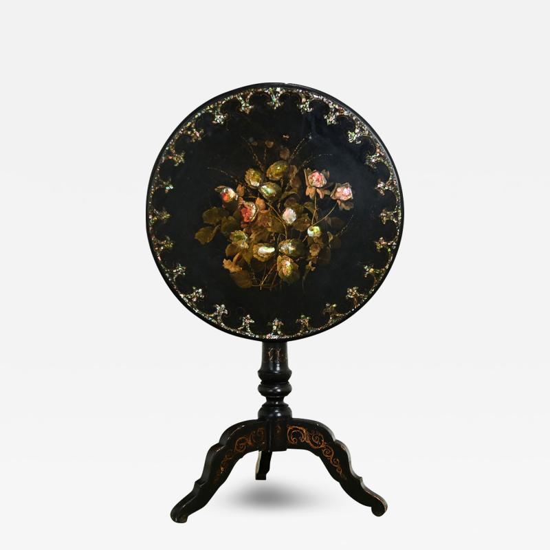 English Ebonized Tilt Top Tea Table