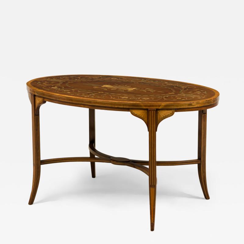 English Edwardian Mahogany and Marquetry Inlay Occasional Table