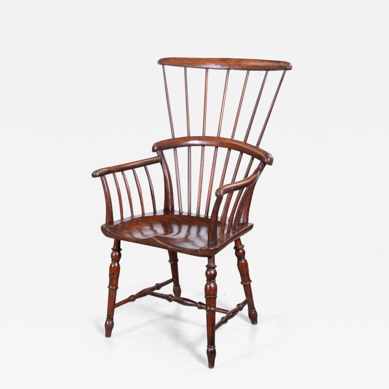 English Fruitwood Comb Back Windsor Chair