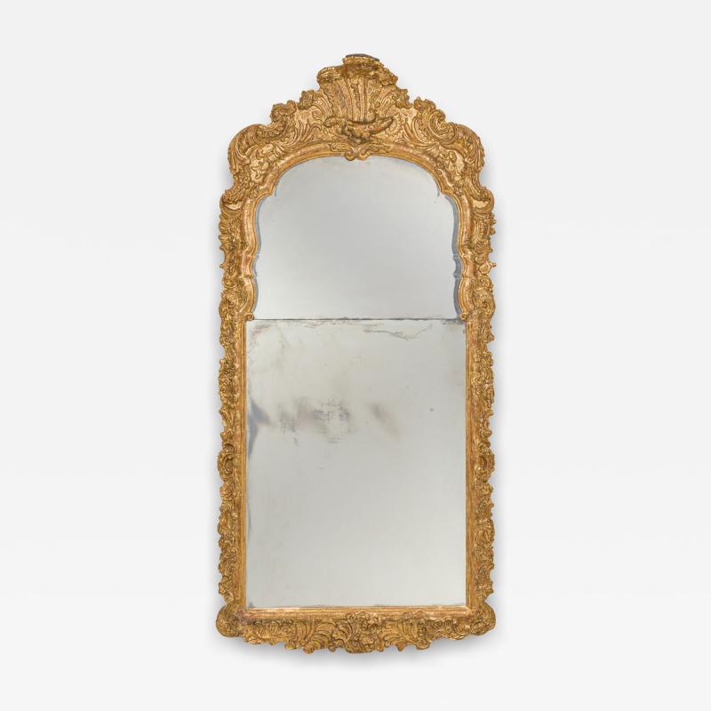 English George I Carved Giltwood Framed Pier Mirror