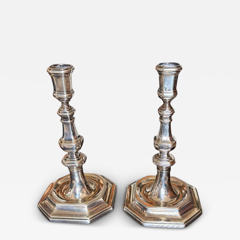 English George II sterling silver candlesticks