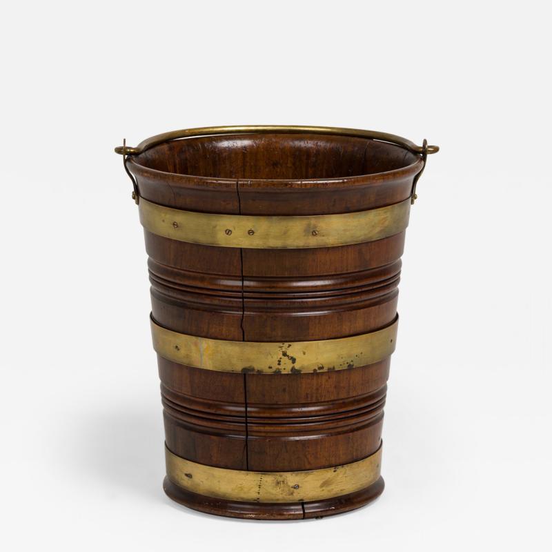 English George III Brass Bound Wooden Peat Bucket