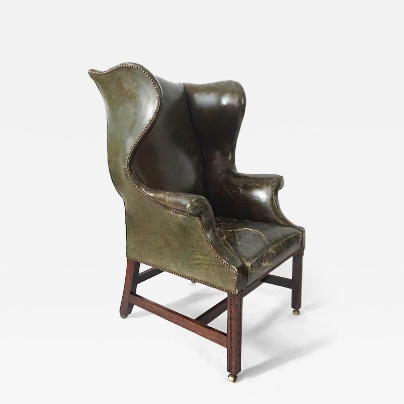 English George III Leather Wingback Armchair circa 1780