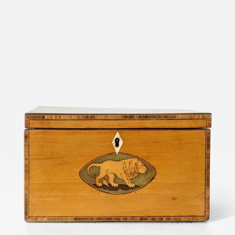 English George III Satinwood Inlaid Aesops Fables Tea Caddy circa 1800