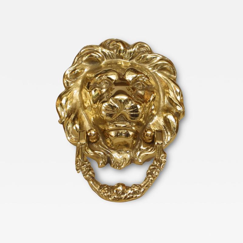 English Georgian Brass Lion Door Knockers