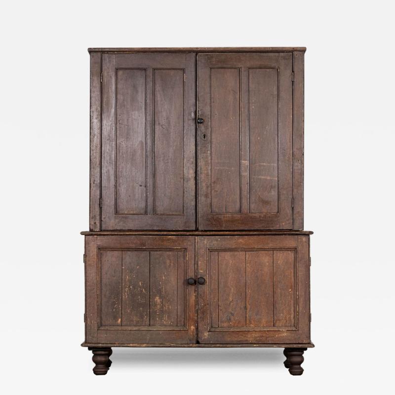 English Georgian Country Scrumble Grained Pine Housekeepers Cupboard
