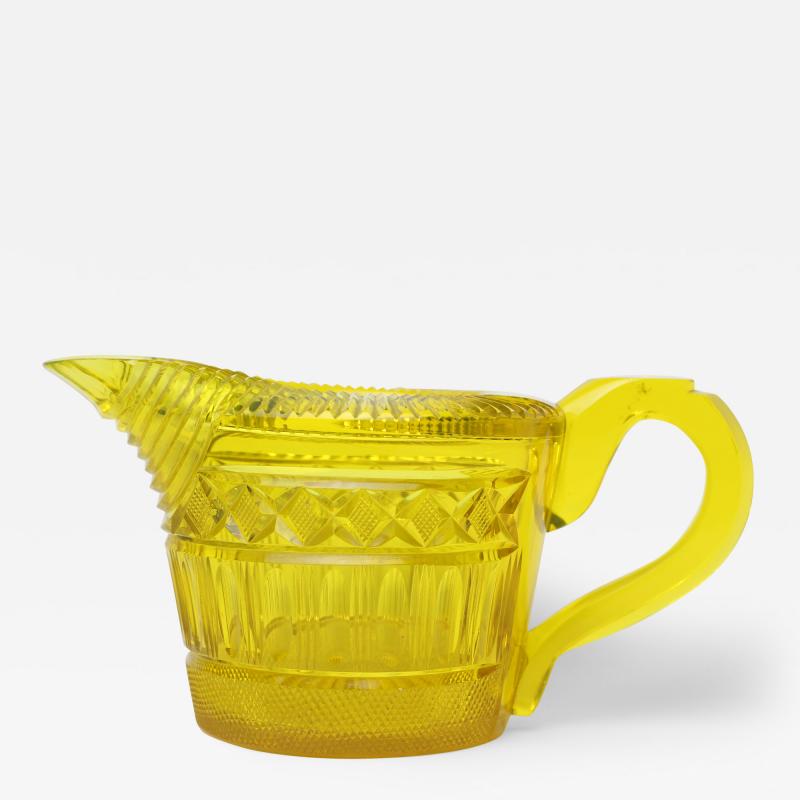 English Georgian Cut Glass Canary Color Pitcher 1820 England Ireland