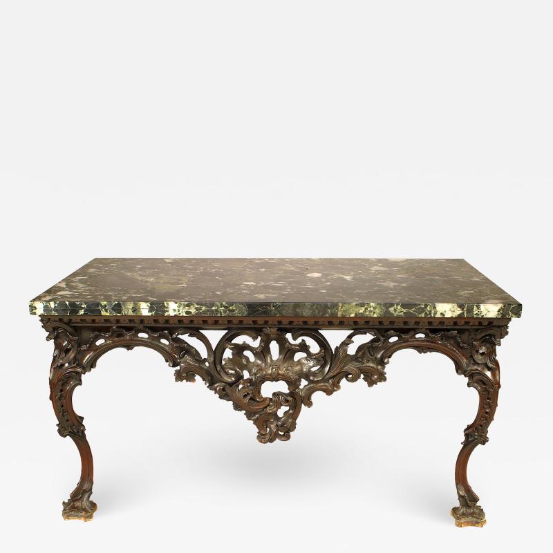 English Georgian Mahogany and Marble Top Console Table