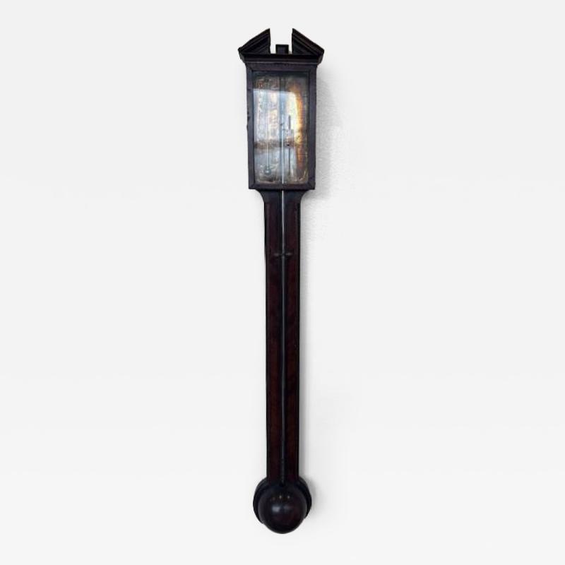 English Georgian Narrow Mahogany Case Wall Barometer