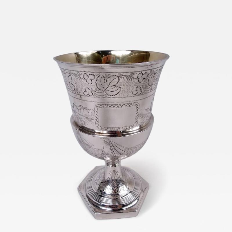English Georgian Neoclassical Goblet with Nautical Scenes 1810