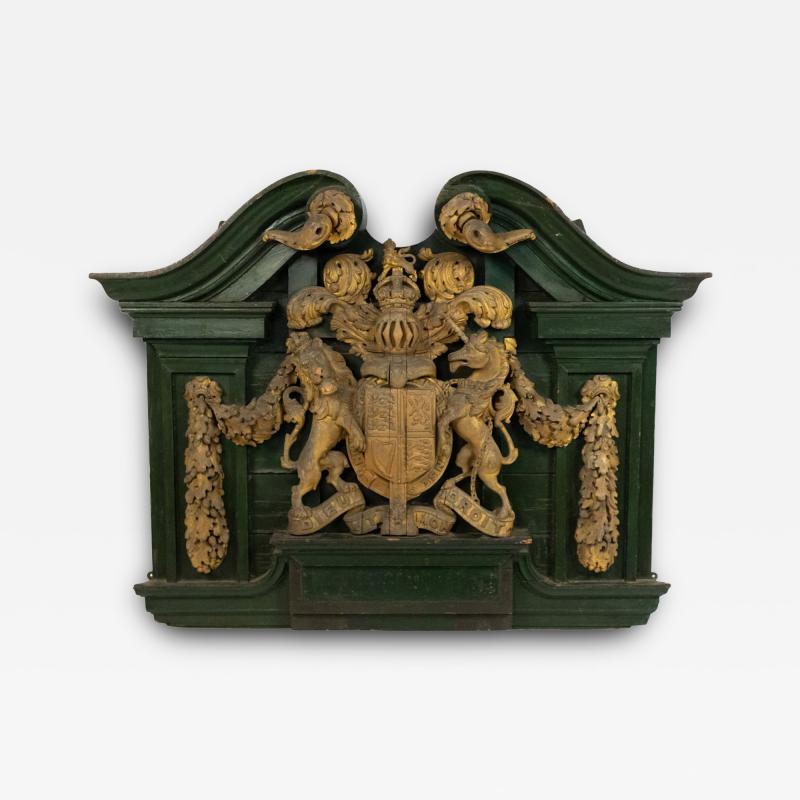 English Georgian Painted Unicorn and Lion Coat of Arms