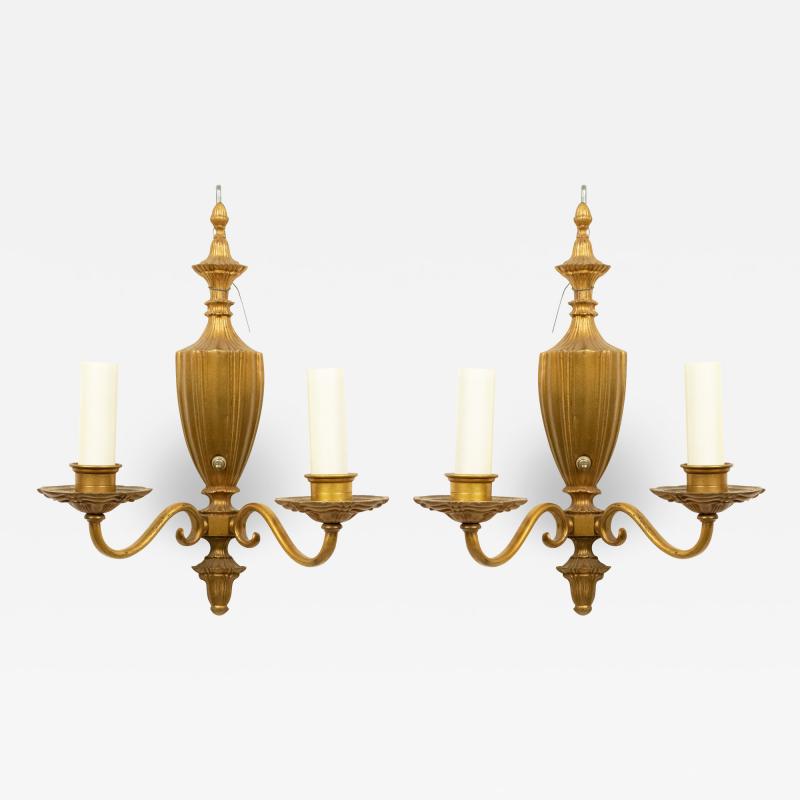 English Georgian Style Brass Vasiform Wall Sconces